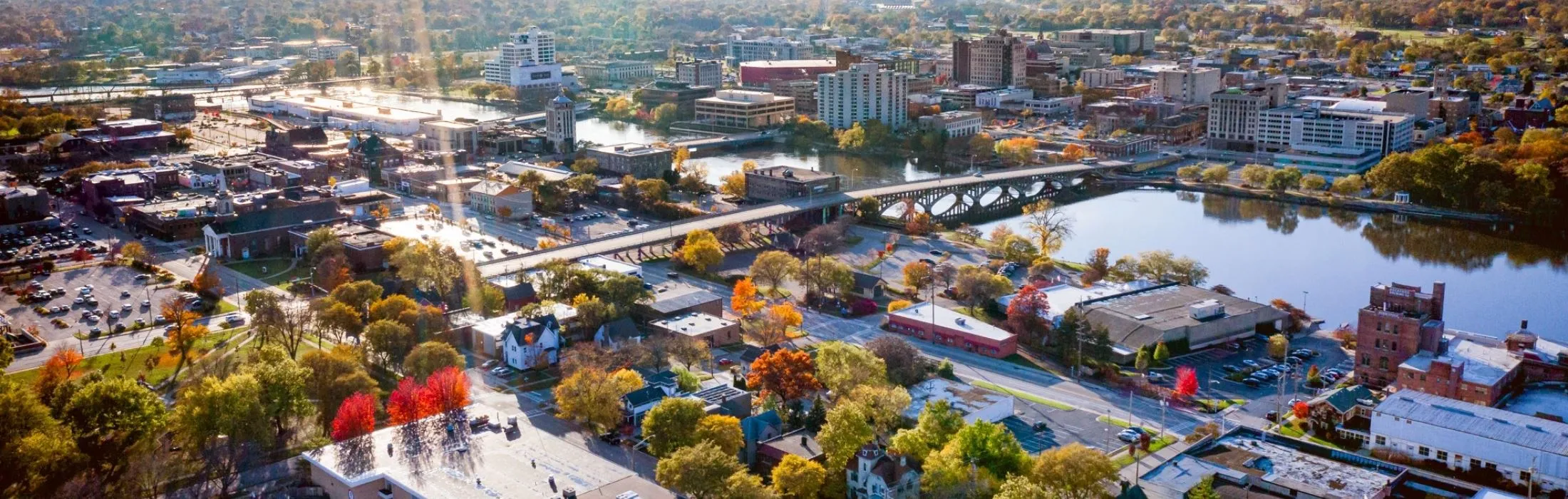 Aerial view of a residential neighborhood near Rockford, Illinois