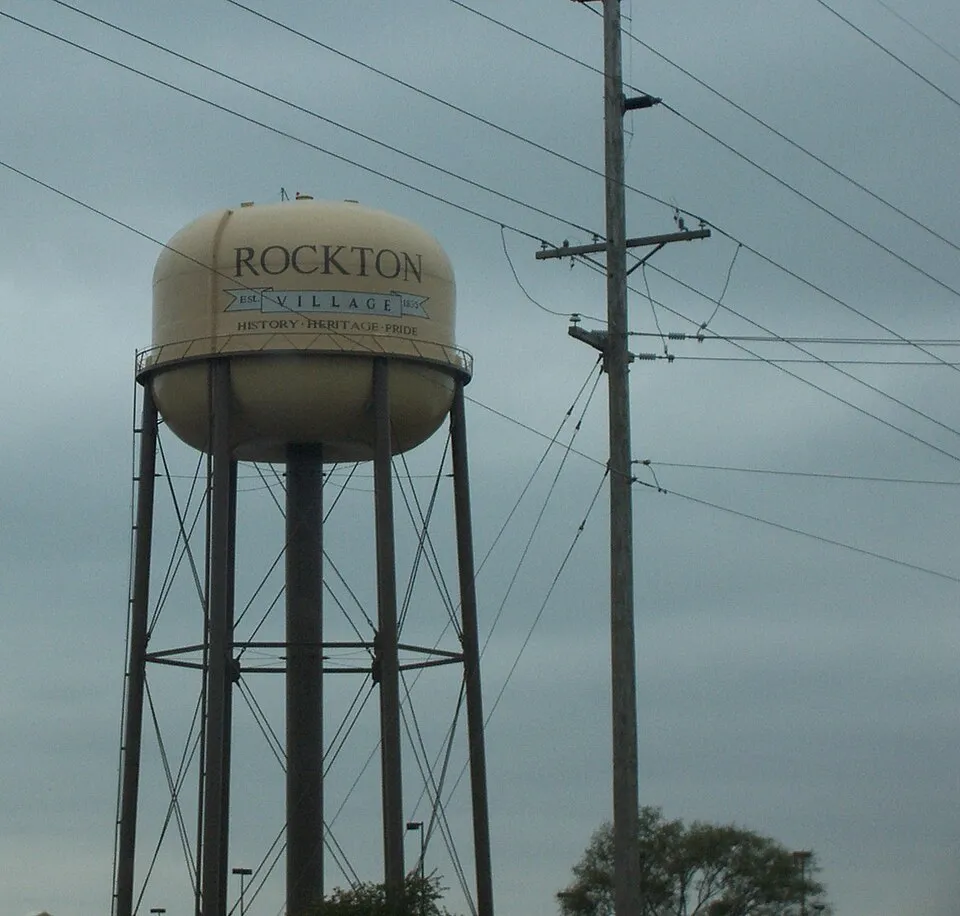 The Rockton Village water tower in Rockton, Illinois